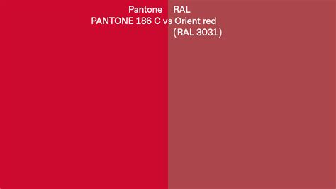 Pantone C Vs Ral Orient Red Ral Side By Side Comparison