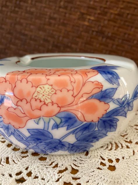 Vintage Japanese Fukagawa Seiji Peony Rose Porcelain Ashtray Etsy