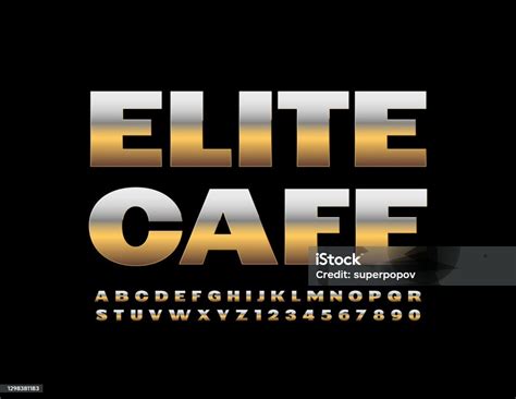 Logo Premium Vektor Elite Cafe Set Huruf Alfabet Dan Angka Emas