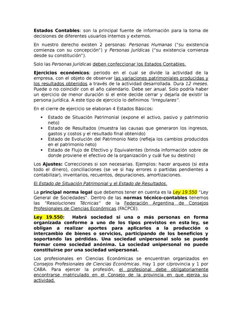 Estados Contables Resumen Derecho Empresarial Uces Studocu