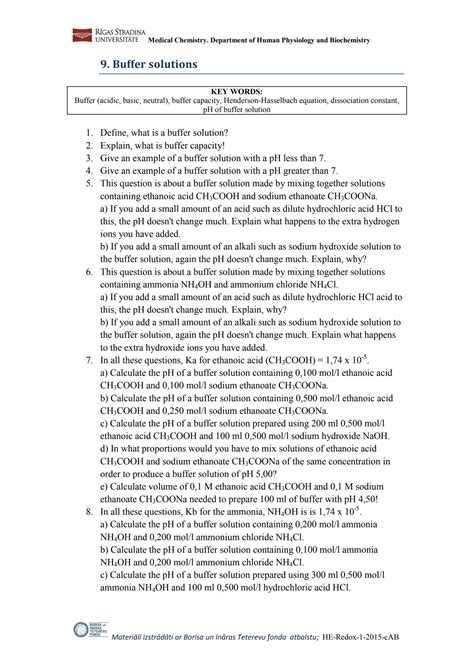 Solution Buffer Solution Calculations Studypool