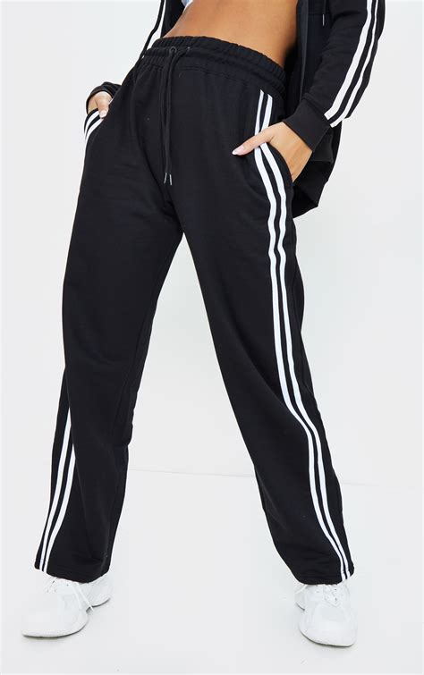 Black Oversized Wide Leg Sports Joggers Prettylittlething