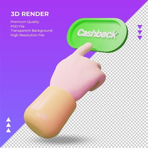 Premium PSD 3d Hand Cashback Rendering Right View