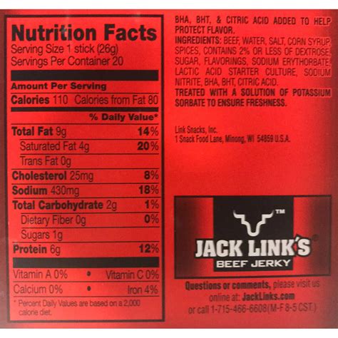 Jack Link S Big Beef Jerky Stick Original 0 92 Oz 20 Count Ebay