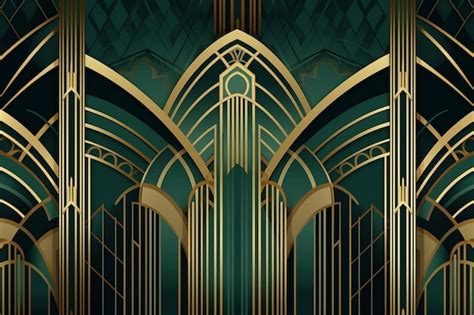 Fondo de arquitectura abstracta en estilo art deco líneas doradas sobre