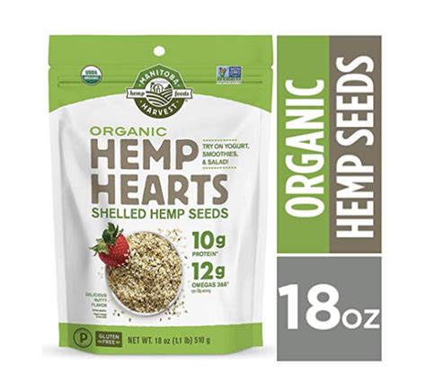 Hemp Seeds Manitoba Harvest Organic Hemp Hearts Raw Shelled 18oz With 10g Protein And 12g