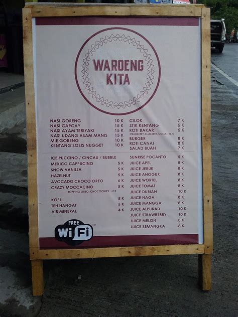 Menu At Waroeng Kita Cafe Mataram Jl Panca Usaha No 12B