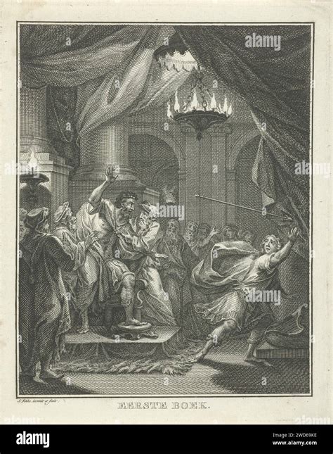 Saul Tries To Kill David Simon Fokke 1766 Print Young David Plays On