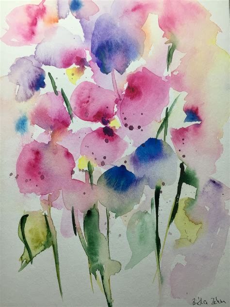 Original Aquarell Aquarellmalerei Bild Kunst Wiesenblumen Etsy