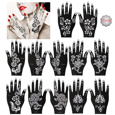 Konsait St Ck Henna Tattoo Schablonen Glitter Tattoos Schablone