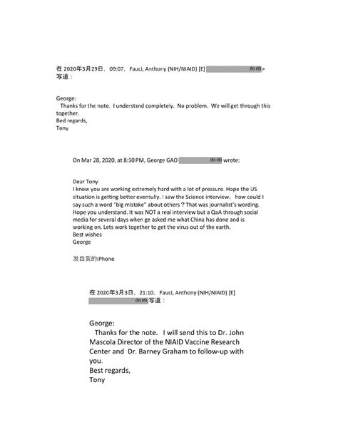 Anthony Faucis Emails From April 2020 Released Under Foia Washington