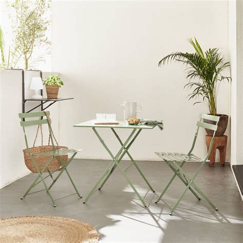 Sweeek Salon De Jardin Bistrot Pliable Emilia Carr Vert De Gris