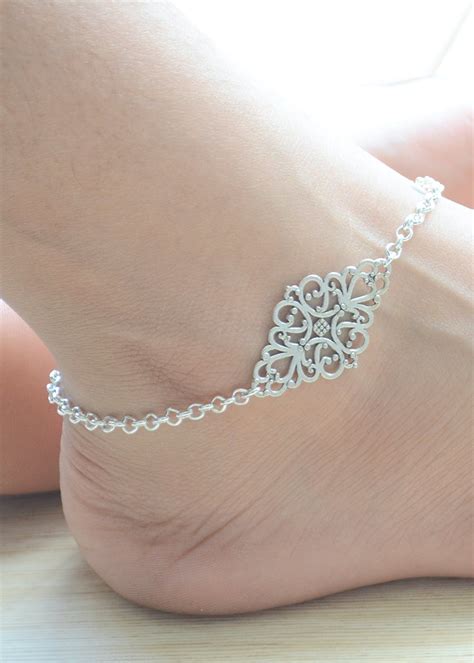 Get Contemporary Modern Assymetrical Boho Textured Statement Anklet