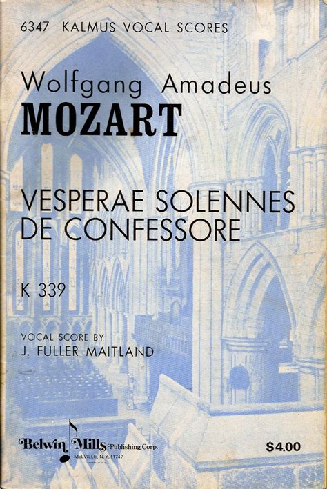 Vesperae Solennes De Confessore K Vocal Piano Score W A