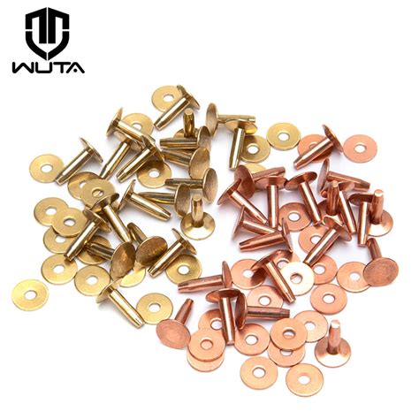 Wuta Set Solid Brass Leather Rivets With Burrs Copper Rivet