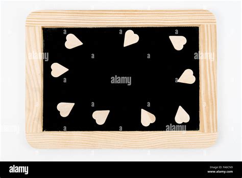 Vintage Chalkboard With Wooden Frame Isolated On White Craft Heart