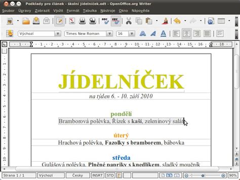 Openoffice Cz Writer Tvo Me J Deln L Stky Pro Kolu A Restauraci