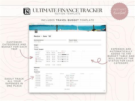 Notion Ultimate Finance Tracker Template Finance Dashboard Expenses