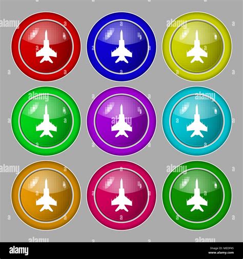 L icône de chasse signe symbole sur neuf boutons colorés Vector