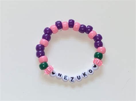 Nezuko Kamado Demon Slayer Anime Beaded Kandi Bracelet Etsy