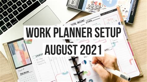 Work Planner Setup Aug 2021 Happy Planner Monthly Layout Social