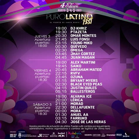 Puro Latino Fest Cádiz 2023 Cartel entradas horarios y hoteles