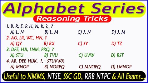 Alphabet Series I Reasoning Tricks In Telugu I Useful To Nmms Ntse