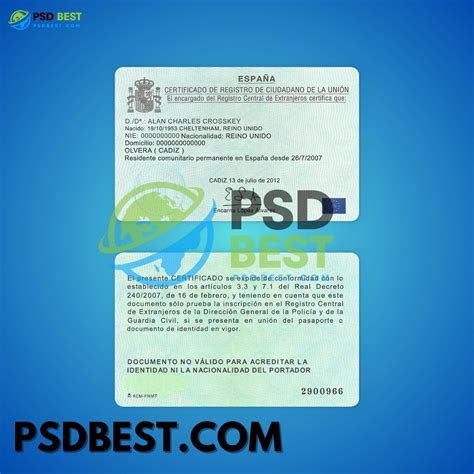 spain  nie card psd templates psd