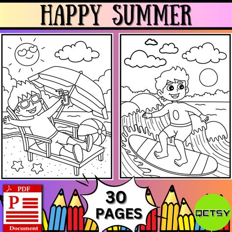 Happy Summer Coloring Page