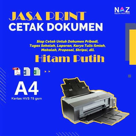 Jual JASA PRINT CETAK KERTAS HVS A4 F4 PRINT HVS A4 F4 MURAH HITAM