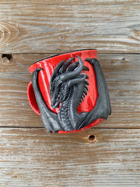 Black Dragon Mug Black Dragon Coffee Cup Black Dragon 3d Etsy