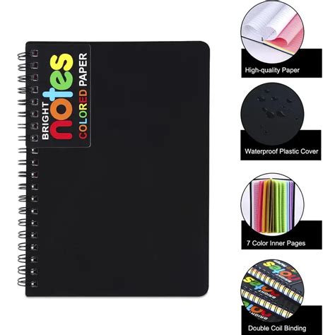 8 Pack Spiral Notebooks 5x7 College Ruled Poly Cover Bright Neon