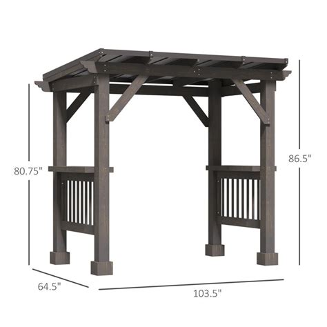 Outsunny 8 6 Ft W X 5 4 Ft D Solid Wood Grill Gazebo Wayfair