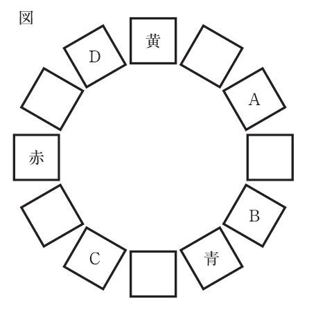 次の図は、12色相環を表している。A〜Dにあてはまる色名|保育士問題集