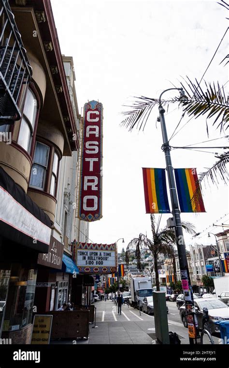 Rainbow flag with Casto written on a billboard in Castro District in ...