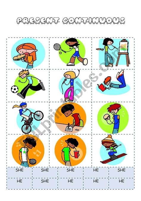 Present Continuous Activity Cards For Group Work Esl Worksheet By