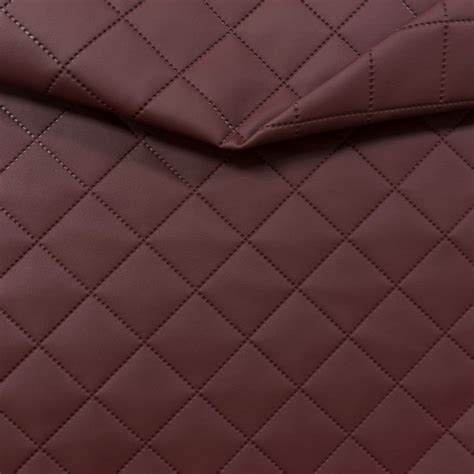 Tissu d ameublement CUIR ÉCO MATELASSÉ KARO 5x5 Bordeaux