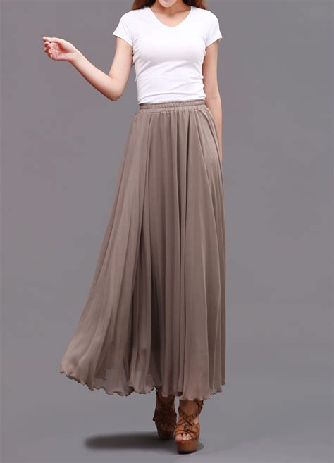 Women Chiffon Maxi Skirt Summer Long Skirt Wedding Bridesmaid Chiffon