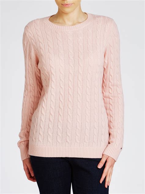 Tommy Hilfiger Ivina Cable Knit Jumper In Pink Lyst