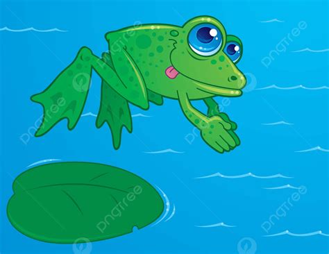 Diving Frog Jump Lily Pad Belly Flop Vector Jump Lily Pad Belly Flop