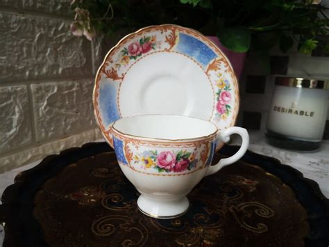 Vintage Plant Tuscan China Teacup And Saucer Furniture Home Living