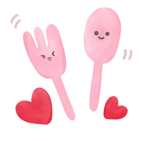 Characters of pink cute spoon and fork smiling 25253695 PNG