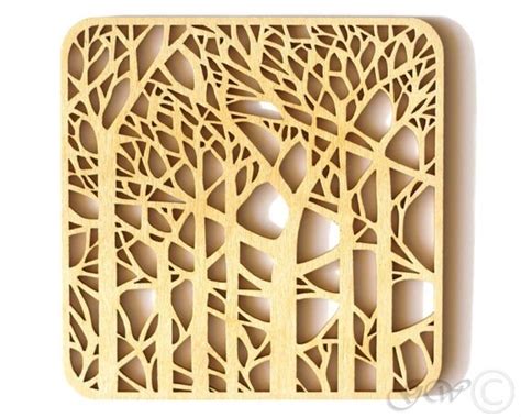 Laser Cut Wood Coasters. Birch Coaster. Tree Style