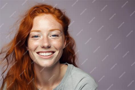 Premium Photo Beauty And Skincare Closeup Of Happy Redhead Woman With Pale Perfect Skin