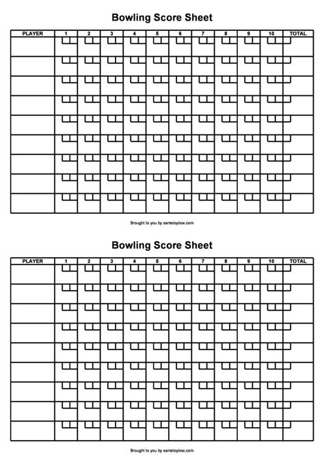 36 Printable Bowling Score Sheet Templates And Examples