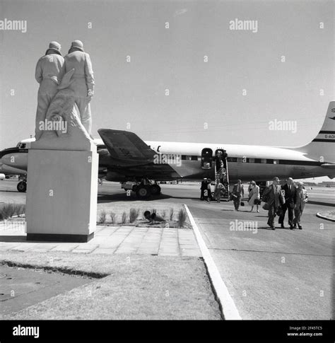 1960s Historical London Airport And Passengers Departing From A Boac