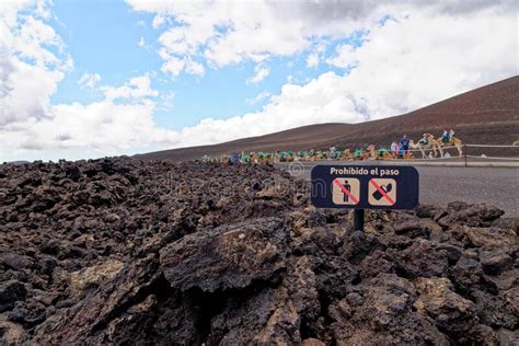 Do Not Walk Sign In National Park Of Timanfaya Lanzarote Spain