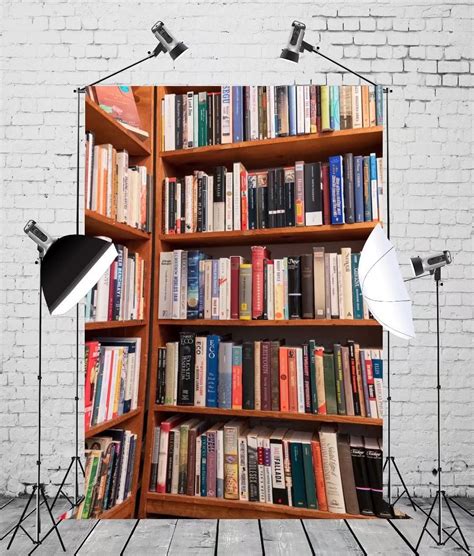 Buy BELECO 6x9ft Fabric Brown Wooden Bookshelf Backdrop of Books ...