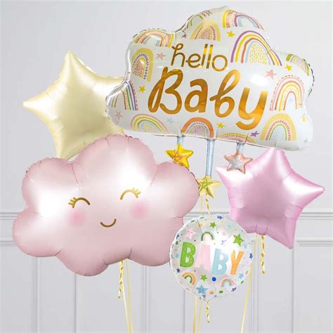 Baby Pink Cloud Inflated Crazy Balloon Bunch