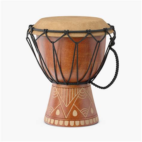 Ornate African Djembe Drum D Model Ds Blend C D Fbx Max